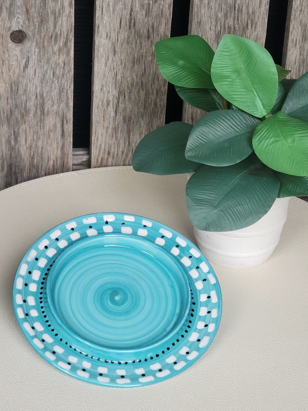 Anthropologie La Boheme Turquoise Swirl Ceramic Candle Holder - Picture 3 of 6